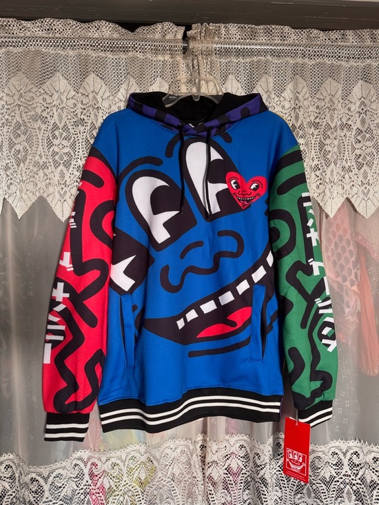 Members Only Other - Keith Haring/Members Only Multicolor Graphic Pullover Hoodie with HeartMotif NWT